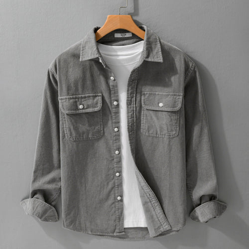 Herren Cord-Overshirt im Relaxed-Fit mit aufgesetzten Brustklappen und weichem Griff Nord Taschen