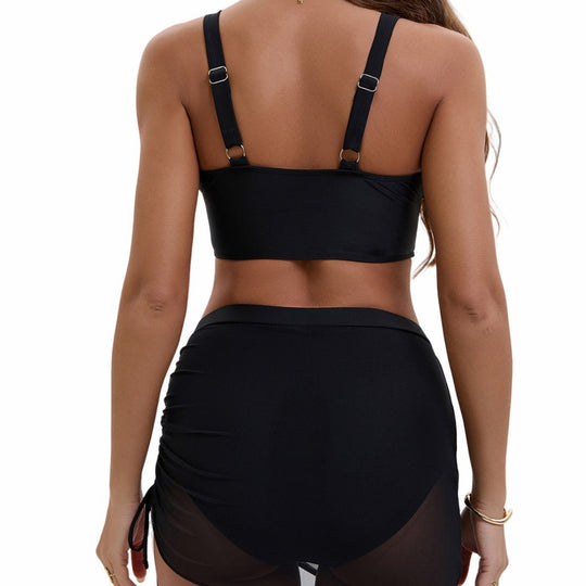 Damen Sportliches Bikini-Set mit elegantem Wickelrock und transparenten Einsätzen Nord Taschen