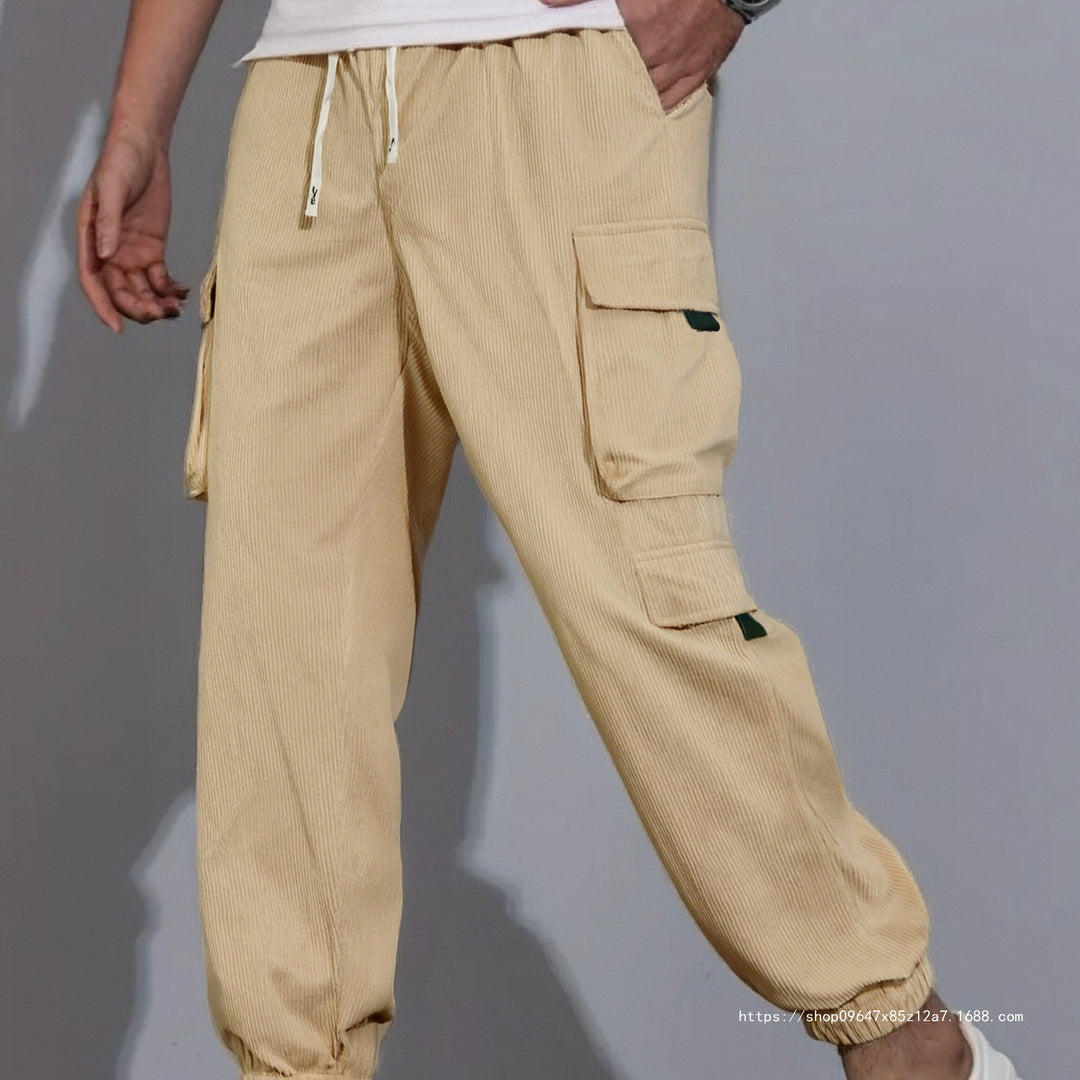 Herren Utility-Cargohose im Joggerstil aus strukturierter Baumwollmischung mit elastischem Bund & Mehrfachtaschen Nord Taschen