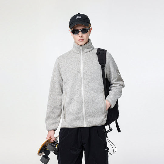 Herren Fleecejacke mit Stehkragen, verdecktem Zwei-Wege-Reißverschluss und wasserabweisenden Utility-Einsätzen Nord Taschen