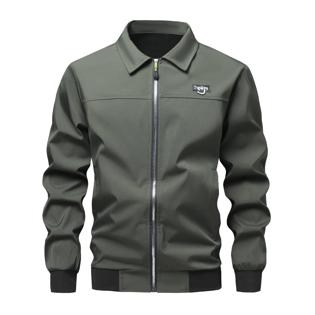 Herren Collar-Zip-Blouson aus Softshell mit gerippten Bündchen & Smiley-Patch Nord Taschen