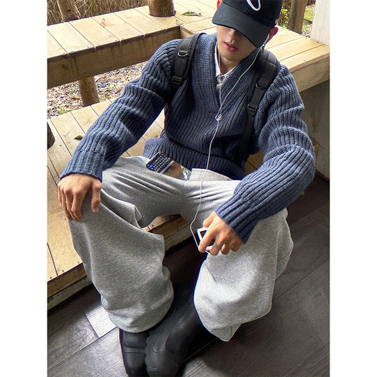 Herren Modische Oversized Strickjacke mit Knopfverschluss Nord Taschen