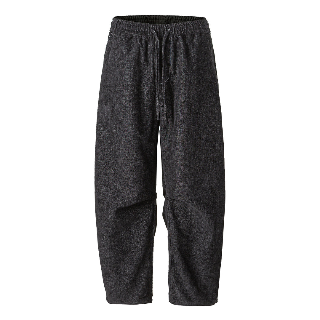Damen Locker geschnittene Cropped-Hose mit hohem elastischem Bund und Kordelzug aus strukturierter Leinenmischung Nord Taschen