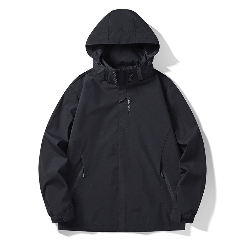 Herren Wasser- und winddichte technische Kapuzen-Outdoorjacke mit verschweißten Nähten und atmungsaktivem Futter Nord Taschen