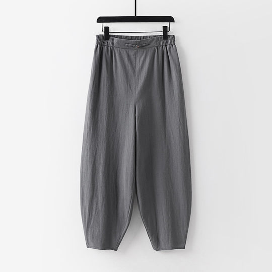 Damen Leichte Leinen-Haremshose mit elastischem Bund und schmal zulaufenden Knöcheln Nord Taschen