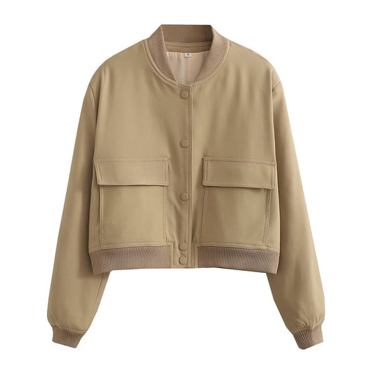 Damen Kurzjacke im Bomberstil mit Leoparden‑Fauxfell und Rippbündchen Nord Taschen