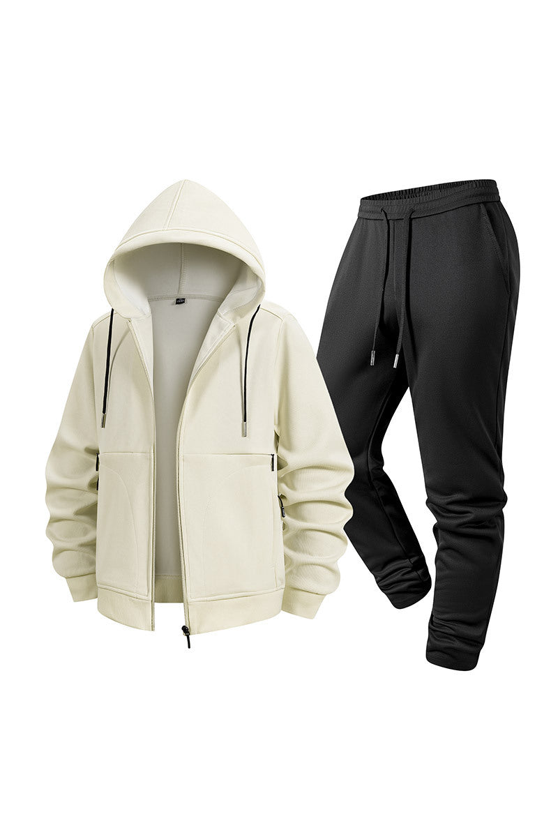 Herren Zweiteiliges Kapuzen-Trainingsset aus Thermofleece mit Reißverschluss-Hoodie und konischer Jogginghose Nord Taschen