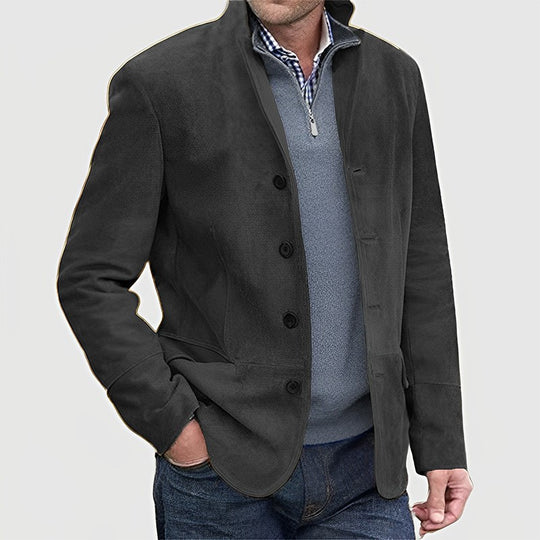 Herren Sakkoartige Velours-Überjacke mit Knopfleiste und Eingrifftaschen Nord Taschen