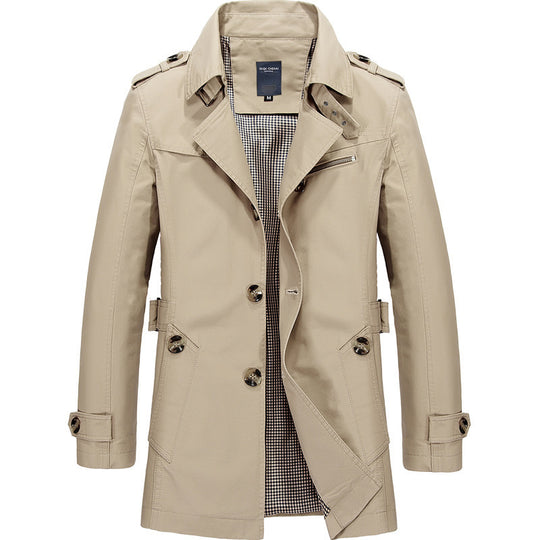Herren  legerer Baumwoll-Blazer mit Knopfleiste, aufgesetzten Taschen und gestreiftem Innenfutter Nord Taschen