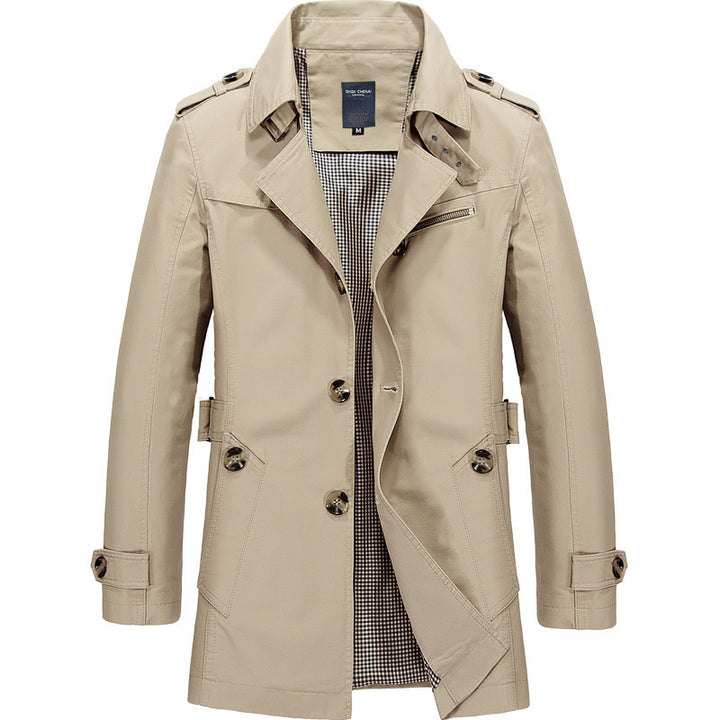 Herren  legerer Baumwoll-Blazer mit Knopfleiste, aufgesetzten Taschen und gestreiftem Innenfutter Nord Taschen