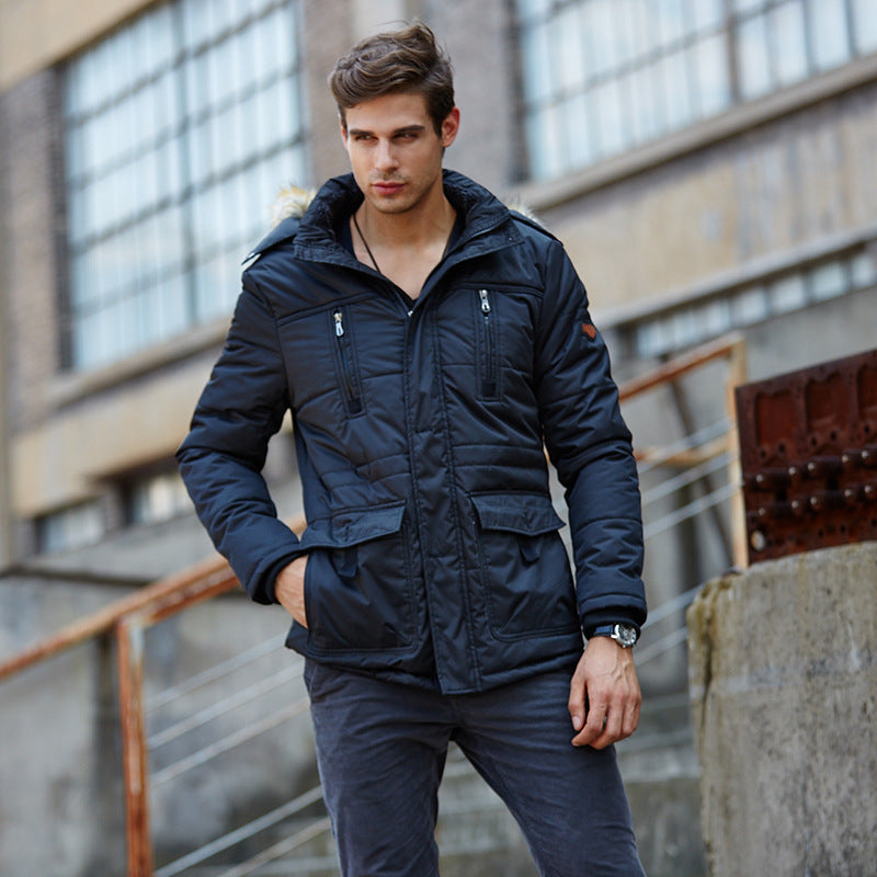 Herren urbaner Thermo-Parka mit wärmender Teddyinnenlage, Kunstfellkapuze und Mehrfachtaschen Nord Taschen