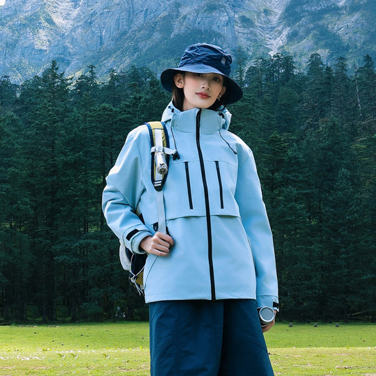 Herren Wasserdichte atmungsaktive Softshell Outdoorjacke mit verstellbarer Kapuze Nord Taschen