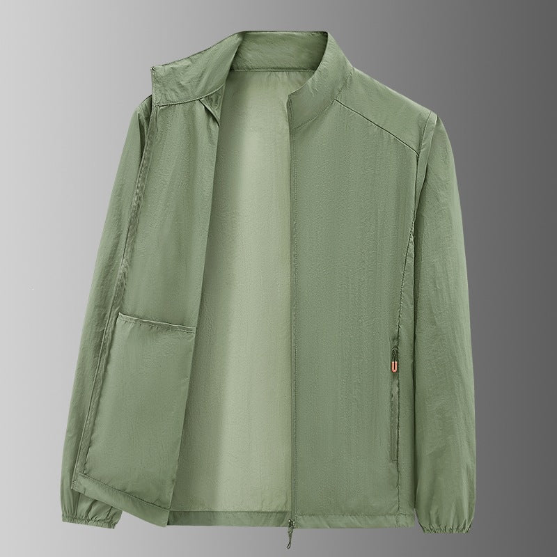 Herren Ultraleichte packbare Windjacke mit Innenfach, Stehkragen & Reißverschlusstaschen Nord Taschen