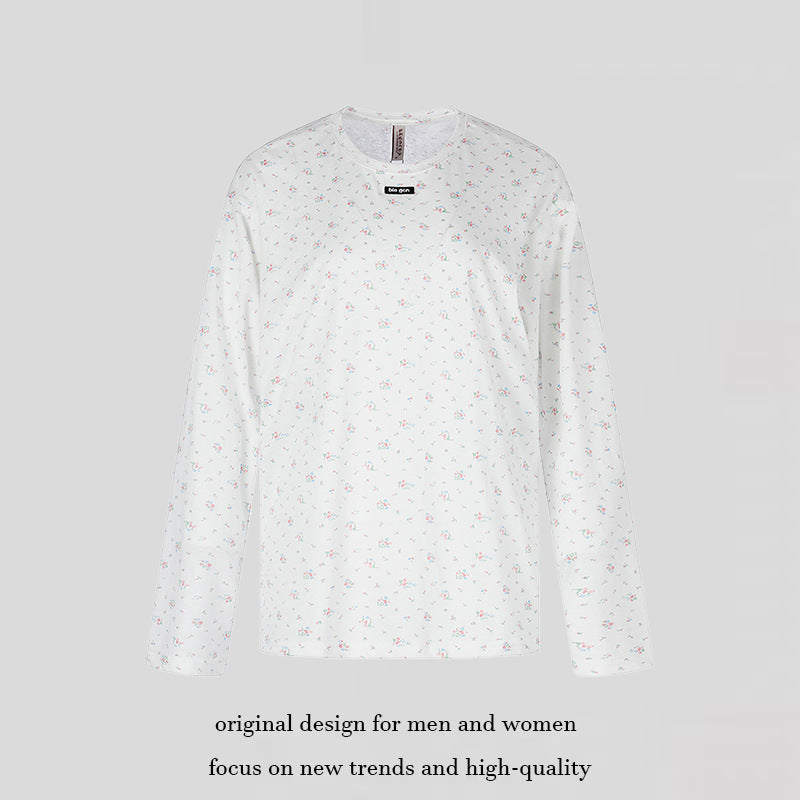 Damen Langarmshirt mit zartem Blumenprint und Rundhalsausschnitt Nord Taschen
