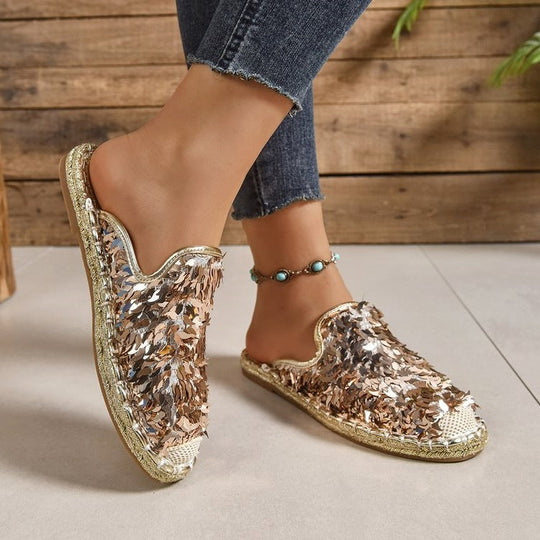 Damen Glitzernde Espadrilles mit bequemer Einlegesohle