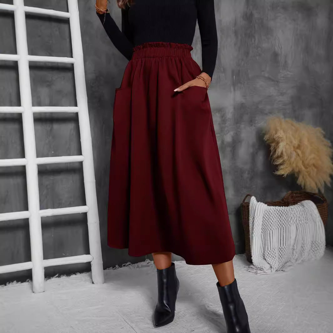 Damen Luftiger Midirock mit elastischem Bund und praktischen Taschen Nord Taschen
