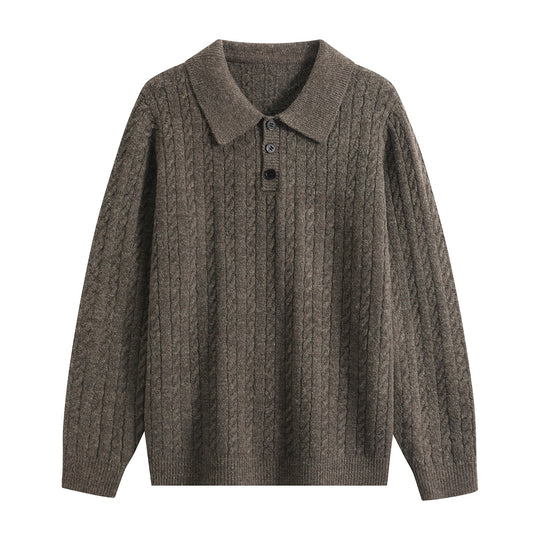 Herren Zopfstrick-Polopullover mit Polokragen, halber Knopfleiste & relaxed Schnitt Nord Taschen