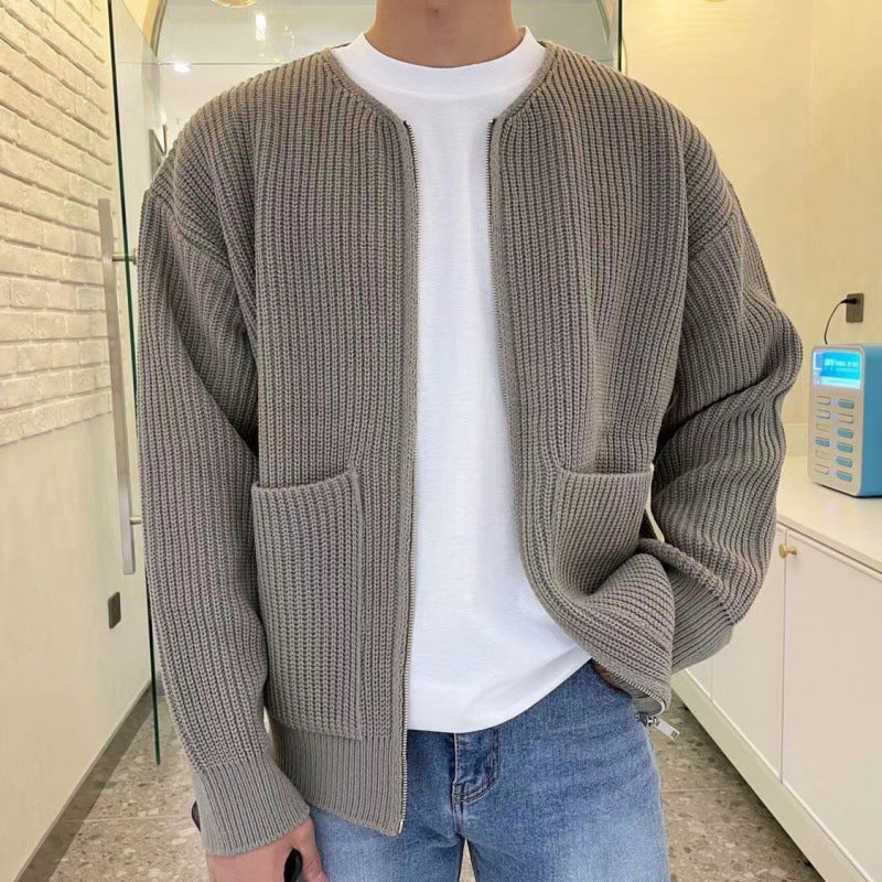 Unisex Oversized Boxy-Strickjacke mit verdecktem Reißverschluss und breiter Rippenstruktur Nord Taschen