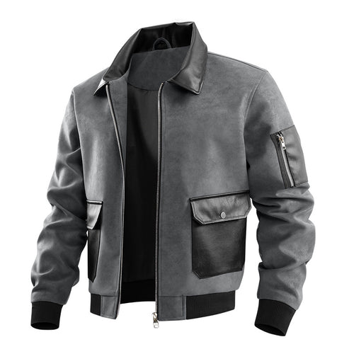 Men's  suede-effect flight jacket with leather-trim flap pockets and sleeve zip pocket Nord Taschen