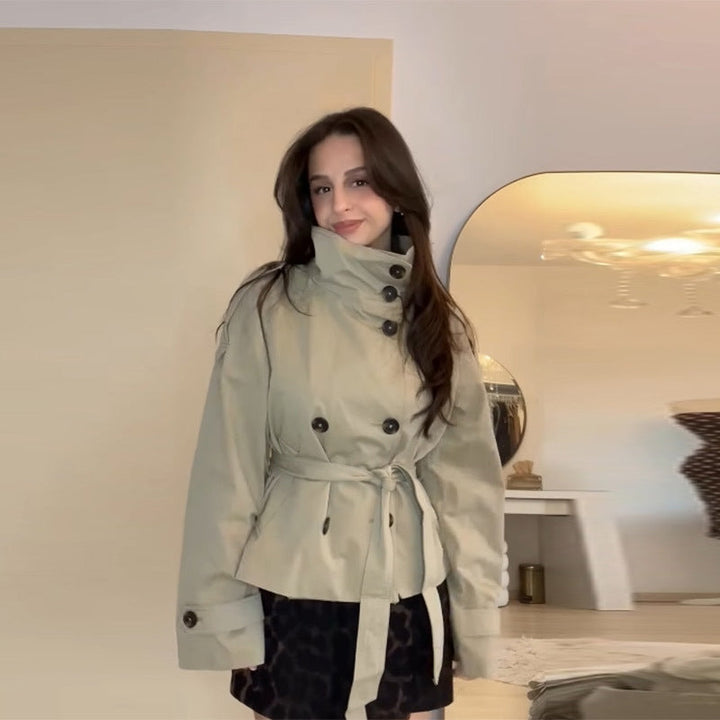 Damen Modische Trenchjacke mit tailliertem Schnitt und praktischen Taschen Nord Taschen