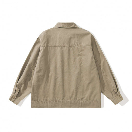 Unisex Kastenförmige Canvas-Worker-Jacke mit Frontreißverschluss und Nietapplikationen Nord Taschen