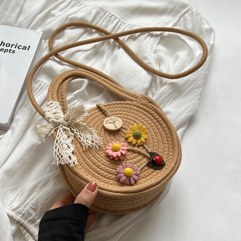 Damen Umhängetasche mit handgefertigtem Blumenapplikationen Nord Taschen