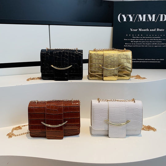 Damen Umhängetasche mit luxuriösem Krokodilleder-Prägungsdesign und stilvollem Kettenverschluss Nord Taschen