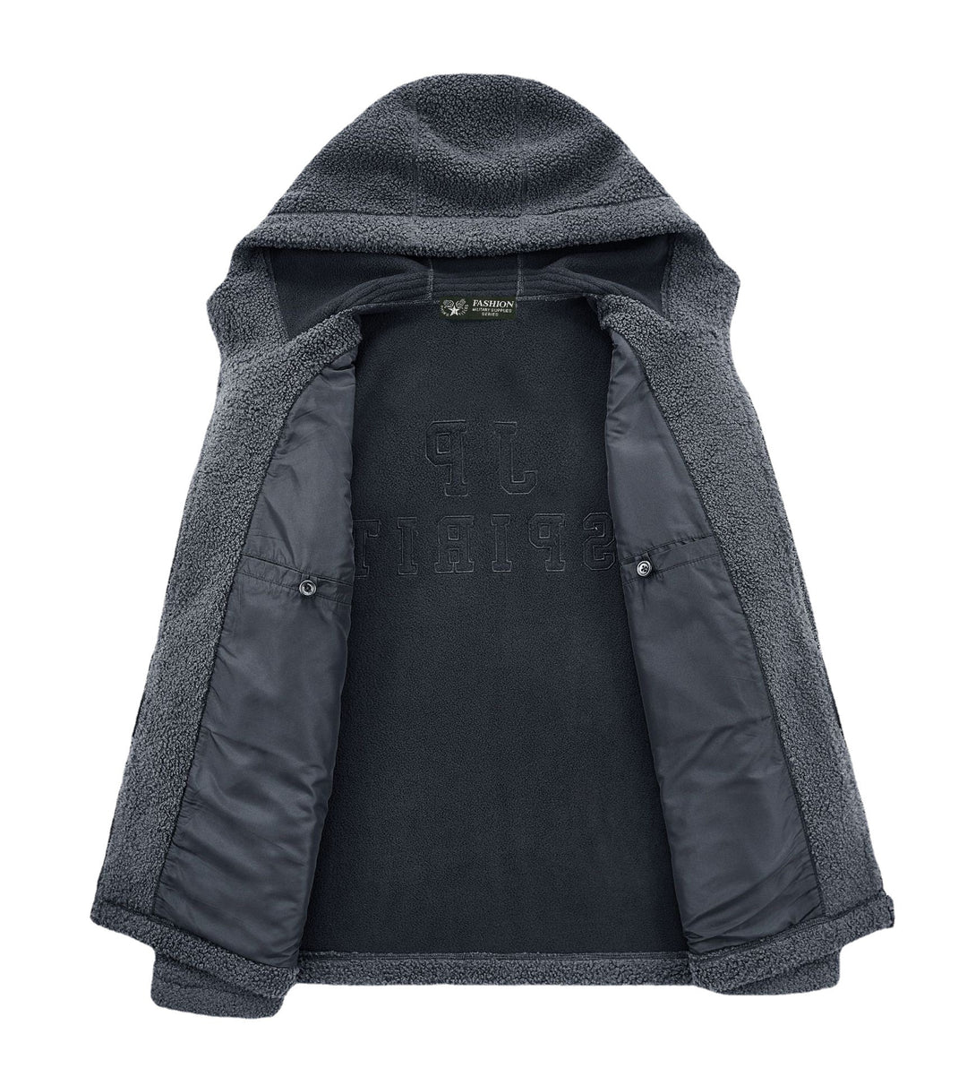 Herren Teddyfleece Kapuzenjacke mit Nylon-Brusttasche und Zwei‑Wege‑Reißverschluss Nord Taschen