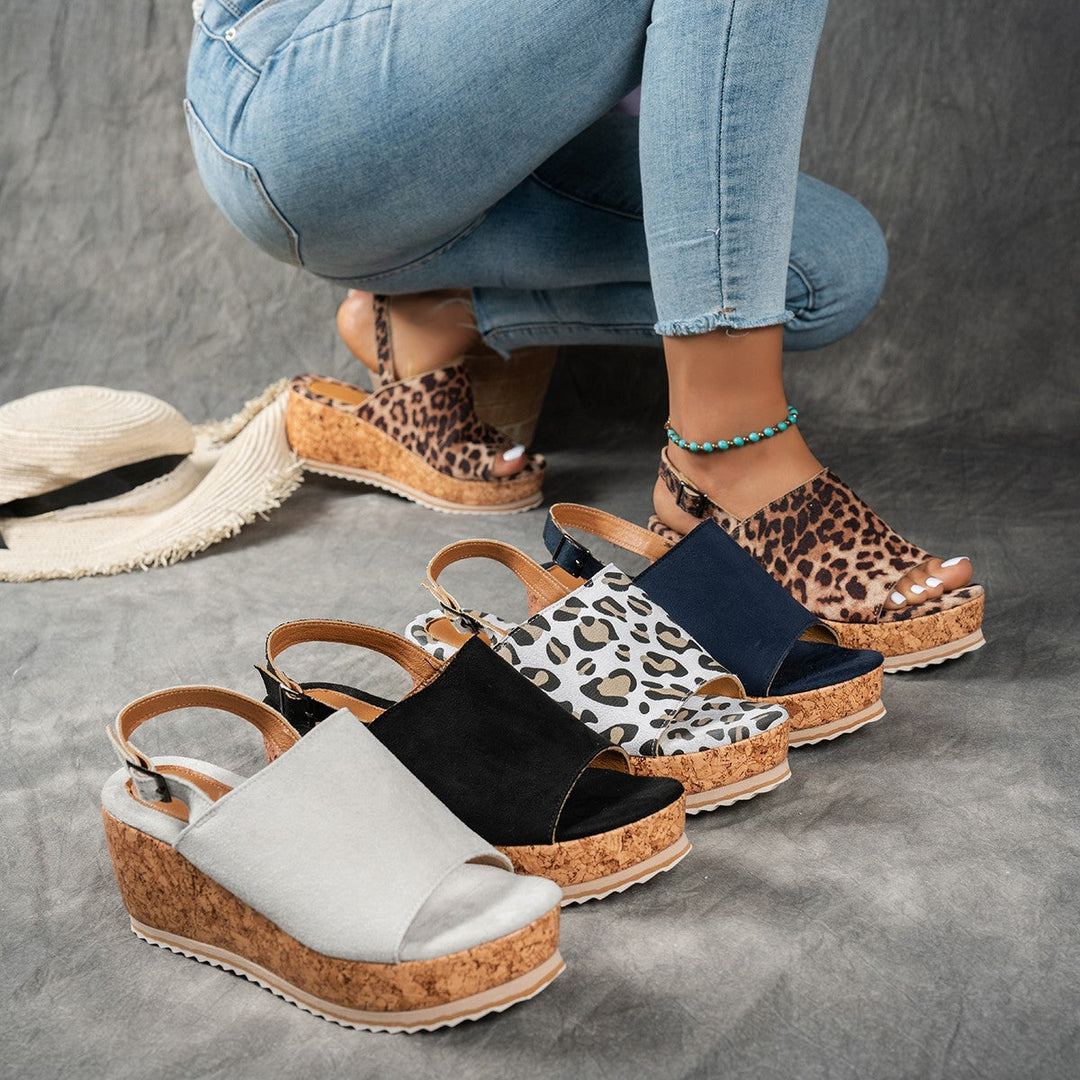 Damen Keilabsatz-Sandalen mit verstellbarem Riemen und komfortablem Fußbett Nord Taschen