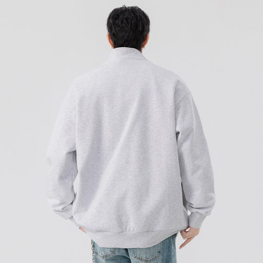 Herren Oversize Sweatjacke mit Stehkragen, durchgehendem Reißverschluss und geripptem Saum Nord Taschen