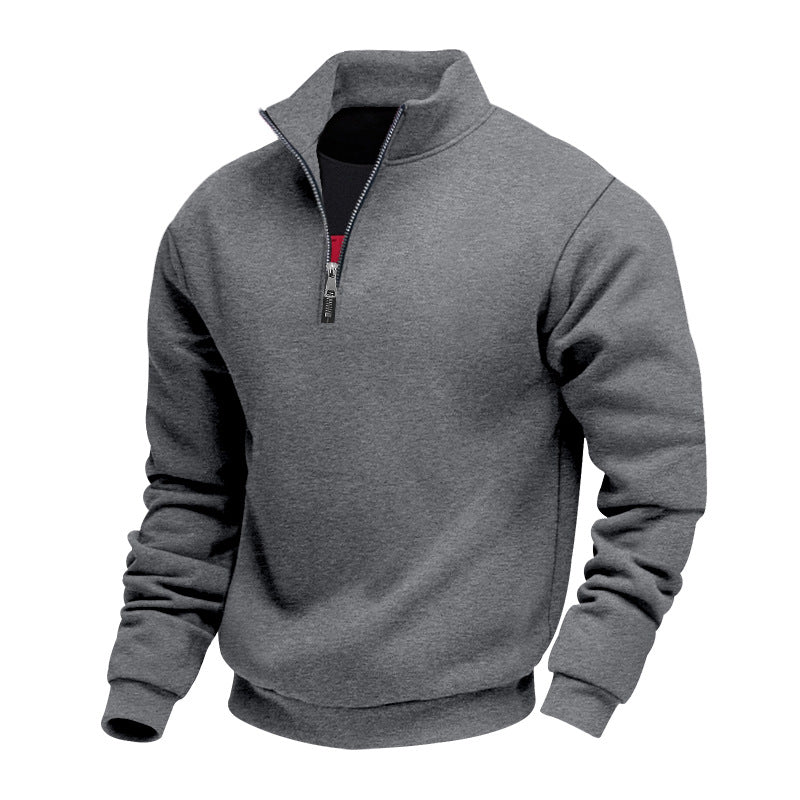 Herren sportlicher Sweatshirt mit modernem Stehkragen und Reißverschluss - Arvani