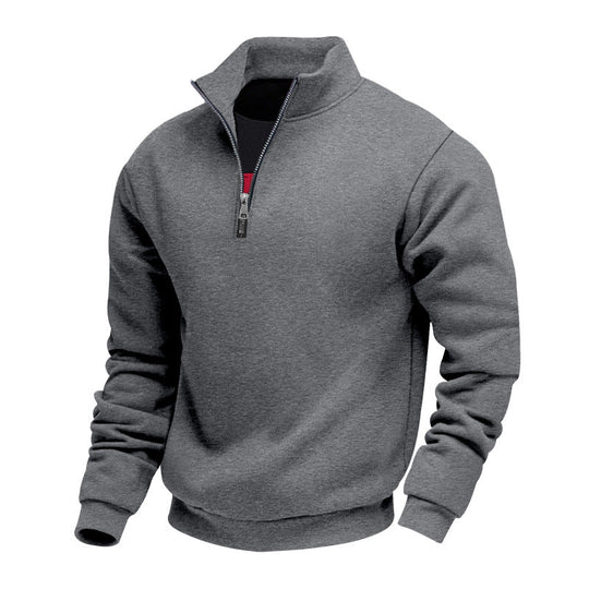 Herren sportlicher Sweatshirt mit modernem Stehkragen und Reißverschluss - Arvani