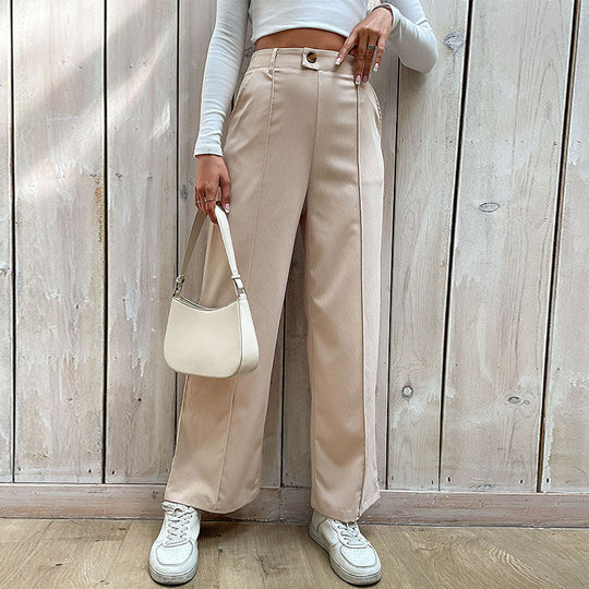 Damen Hochtaillierte Wide‑Leghose mit Bügelfalte und subtiler Anzugoptik Nord Taschen