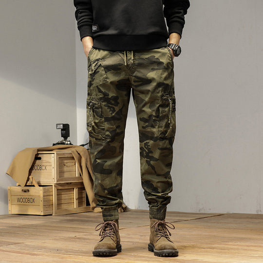 Herren Camouflage-Bundfalten-Cargojogger mit elastischem Tunnelzugbund, Multifunktionstaschen und Ripstop-Optik Nord Taschen