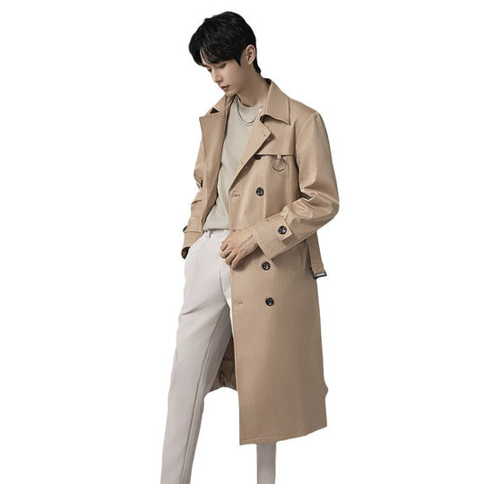 Herren Moderner Tech-Trenchcoat mit Doppelreihiger Knopfleiste, Bindegürtel und dezenten Ringdetails Nord Taschen