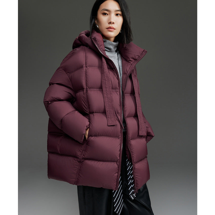 Damen Boxy-Steppjacke mit übergroßem Thermokragen und dekorativen Kordel-Details Nord Taschen