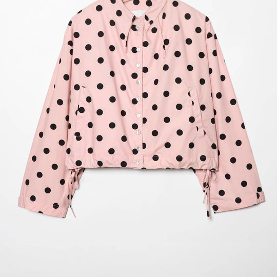 Damen 70+ gepunktete Cropped-Übergangsjacke mit Stehkragen und Kordelzug Nord Taschen