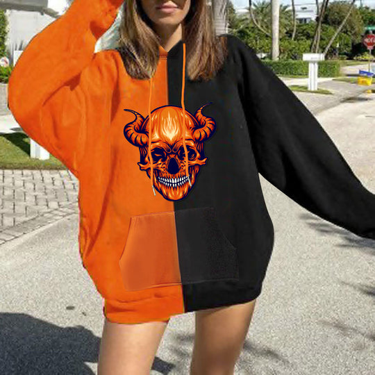 Damen nan Kapuzenpullover mit künstlerischem Aquarell‑Federmotiv, Oversize‑Schnitt und Kängurutasche Nord Taschen