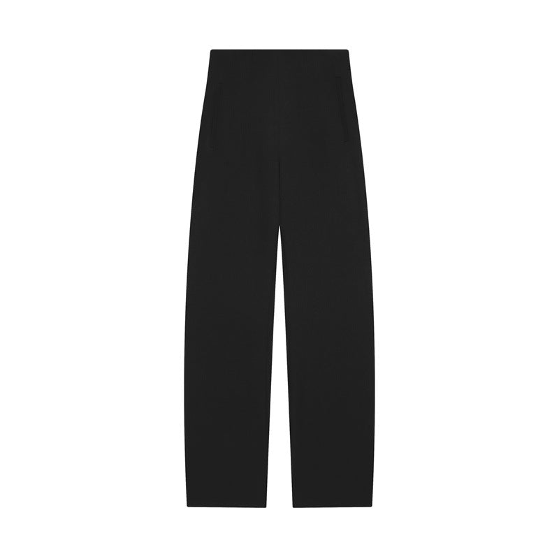 Damen Hochtaillierte weite Stoffhose mit geradem Bein und verdecktem Bund Nord Taschen