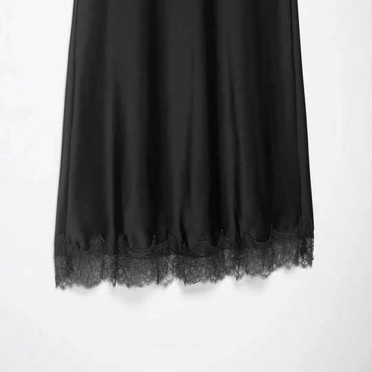 Damen Langer Satinrock mit feiner Spitze am Saum und leichter A-Linien-Silhouette Nord Taschen
