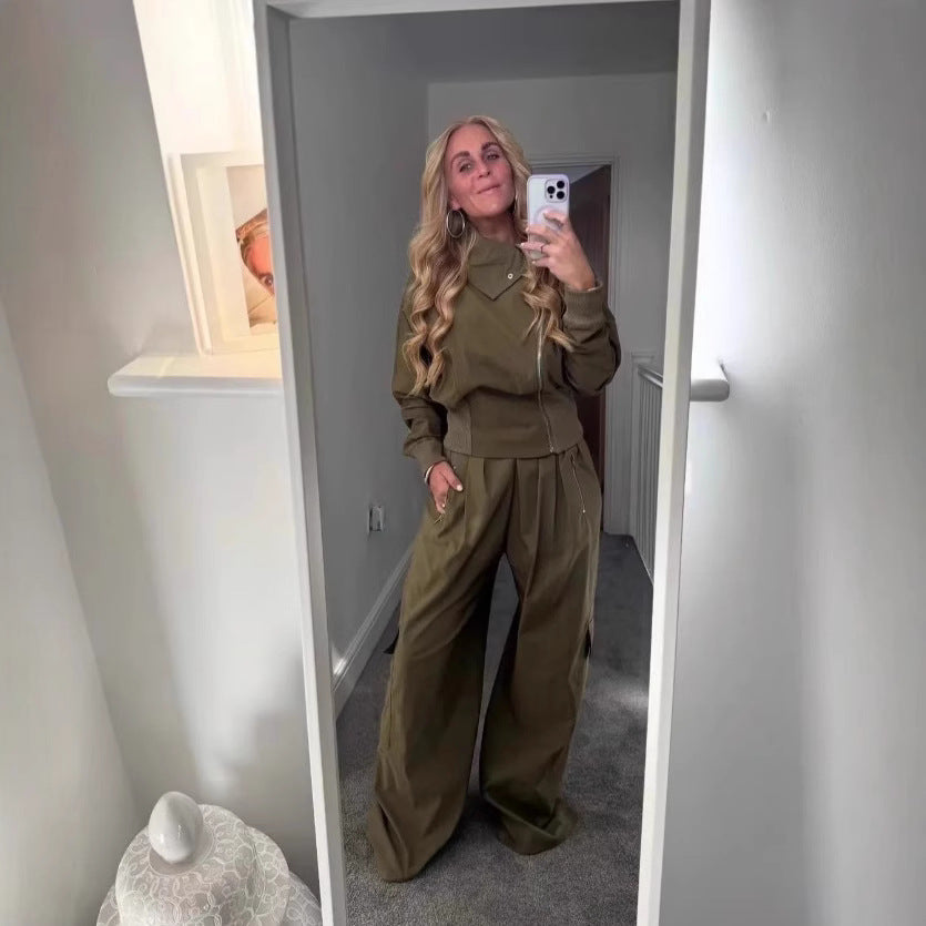 Damen 50+ asymmetrische Utility‑Bomberjacke mit Funnelkragen und breitem Rippenbund Nord Taschen