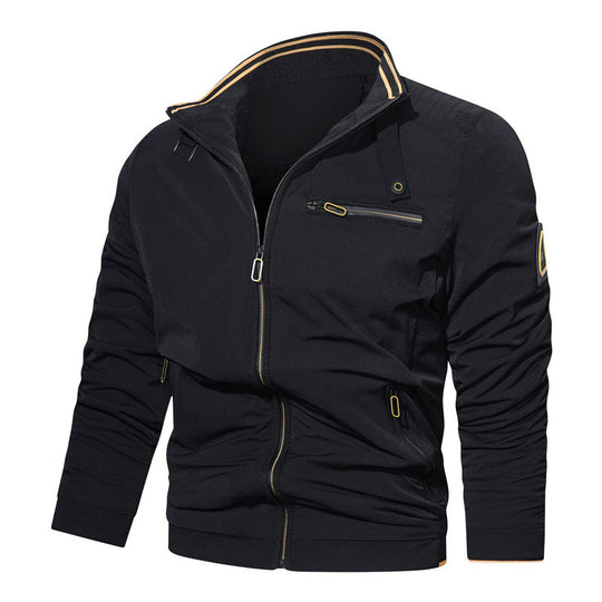 Herren Sportlich-urbaner Collegeblouson mit Stehkragen Reißverschlussfront und UtilityDetails Nord Taschen