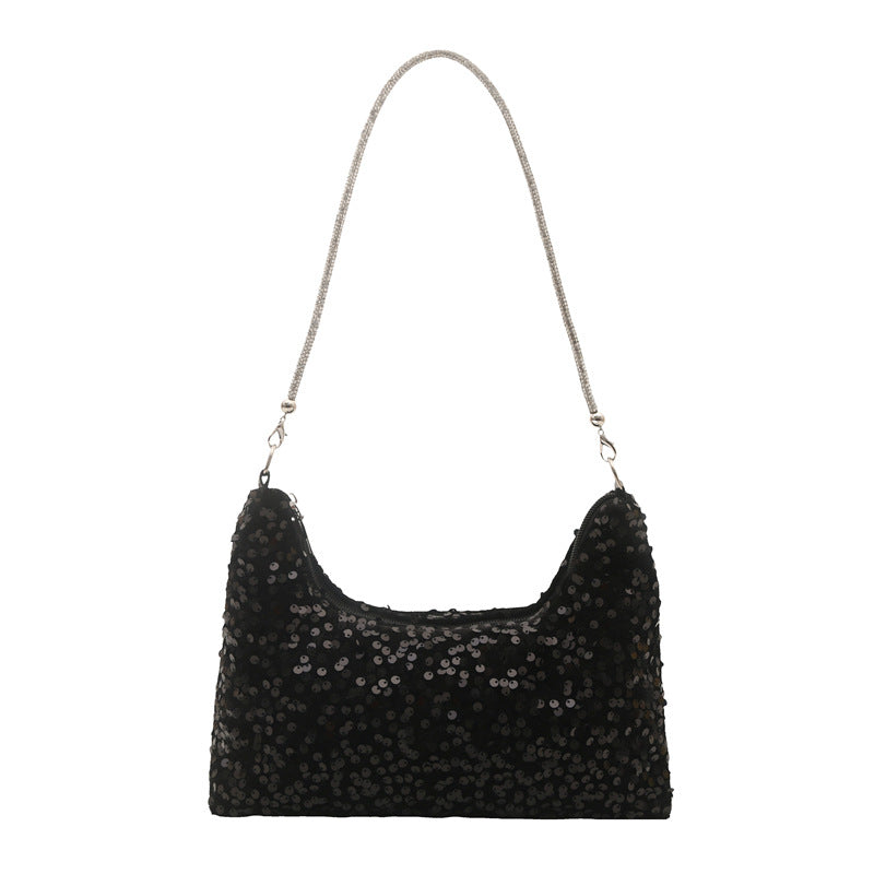 Damen modische Clutch aus funkelndem Pailletten mit elegantem Kettenriemen Nord Taschen