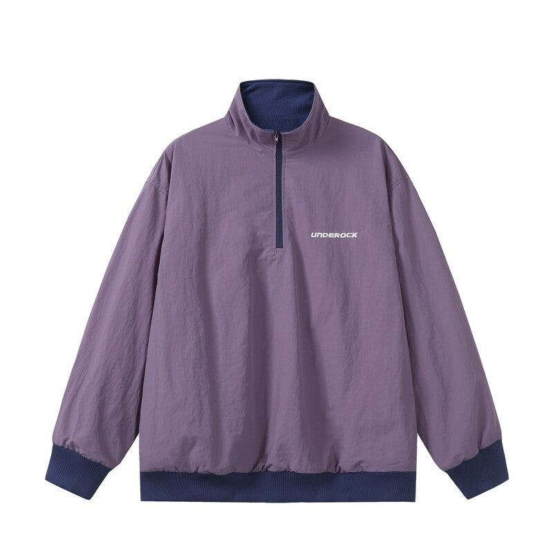 Unisex Oversize Windbreaker-Pullover mit halbem Reißverschluss und geripptem Saum Nord Taschen