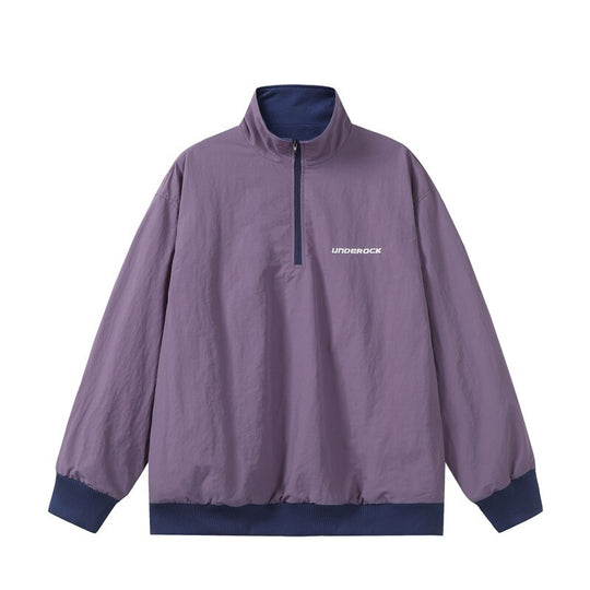 Unisex Oversize Windbreaker-Pullover mit halbem Reißverschluss und geripptem Saum Nord Taschen