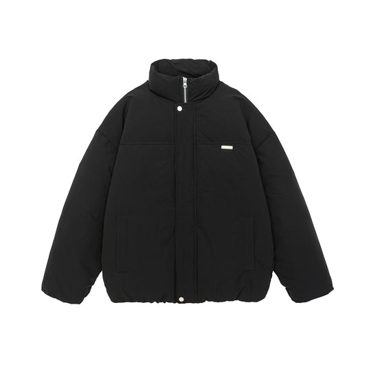 Damen Kurz geschnittene Oversize Steppjacke mit hohem Stehkragen und verdecktem Reißverschluss Nord Taschen