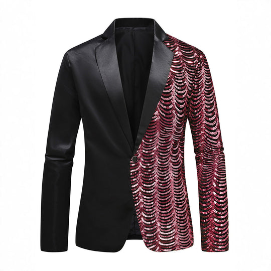 Herren Glamour-Smoking-Sakko mit halbseitigem Paillettenbesatz und Satinrevers Nord Taschen