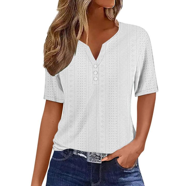 Damen Komfortables Kurzarmshirt mit Knopfdetails