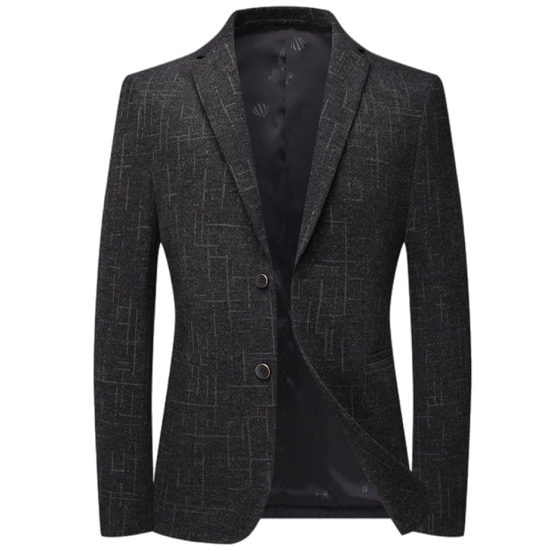 Herren Elegantes Slim-Fit Sakko aus Wollmix mit geometrischer Struktur und leichter Thermofütterung Nord Taschen
