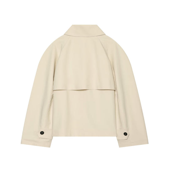 Damen Cropped-Boxy-Trenchjacke mit übergroßem Hemdkragen und Manschettenriegeln Nord Taschen